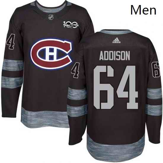 Mens Adidas Montreal Canadiens 64 Jeremiah Addison Premier Black 1917 2017 100th Anniversary NHL Jersey
